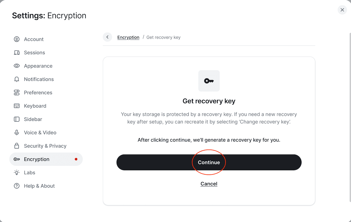 Get recovery key